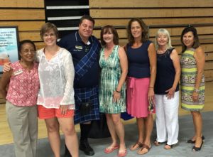 Pictured are three 2015/16 teacher grant recipients with Jo Bonita and other board members at the Back to School Breakfast