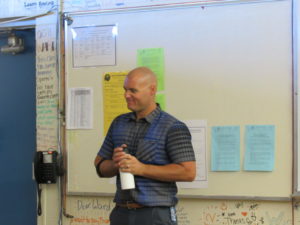 Brian Leidner welcomes his class to a new week of learning